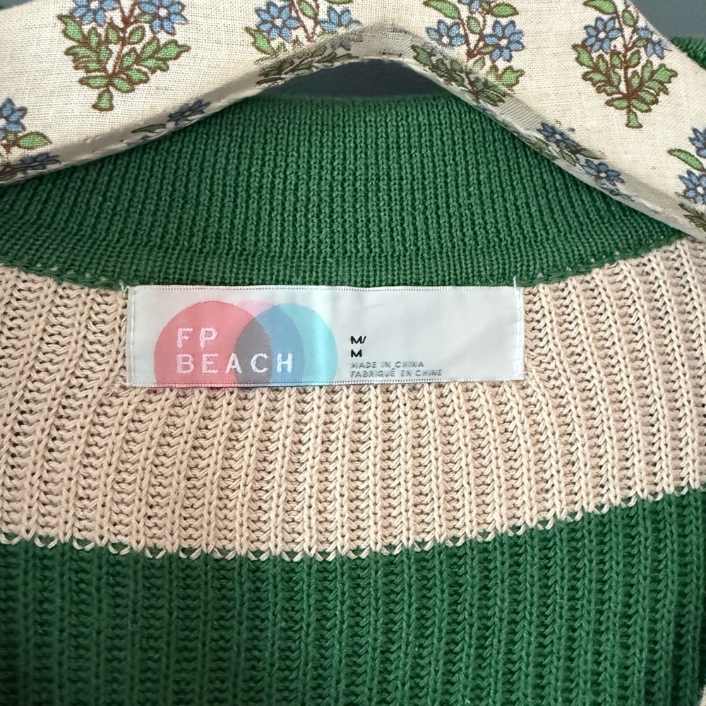 Free People FP Beach Picnic Striped Sweater Romper Kelly Green Combo Sz medium - Picture 10 of 12
